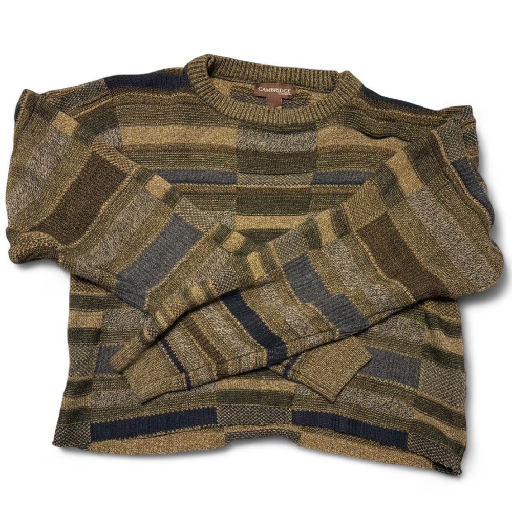Green and brown cropped sweater